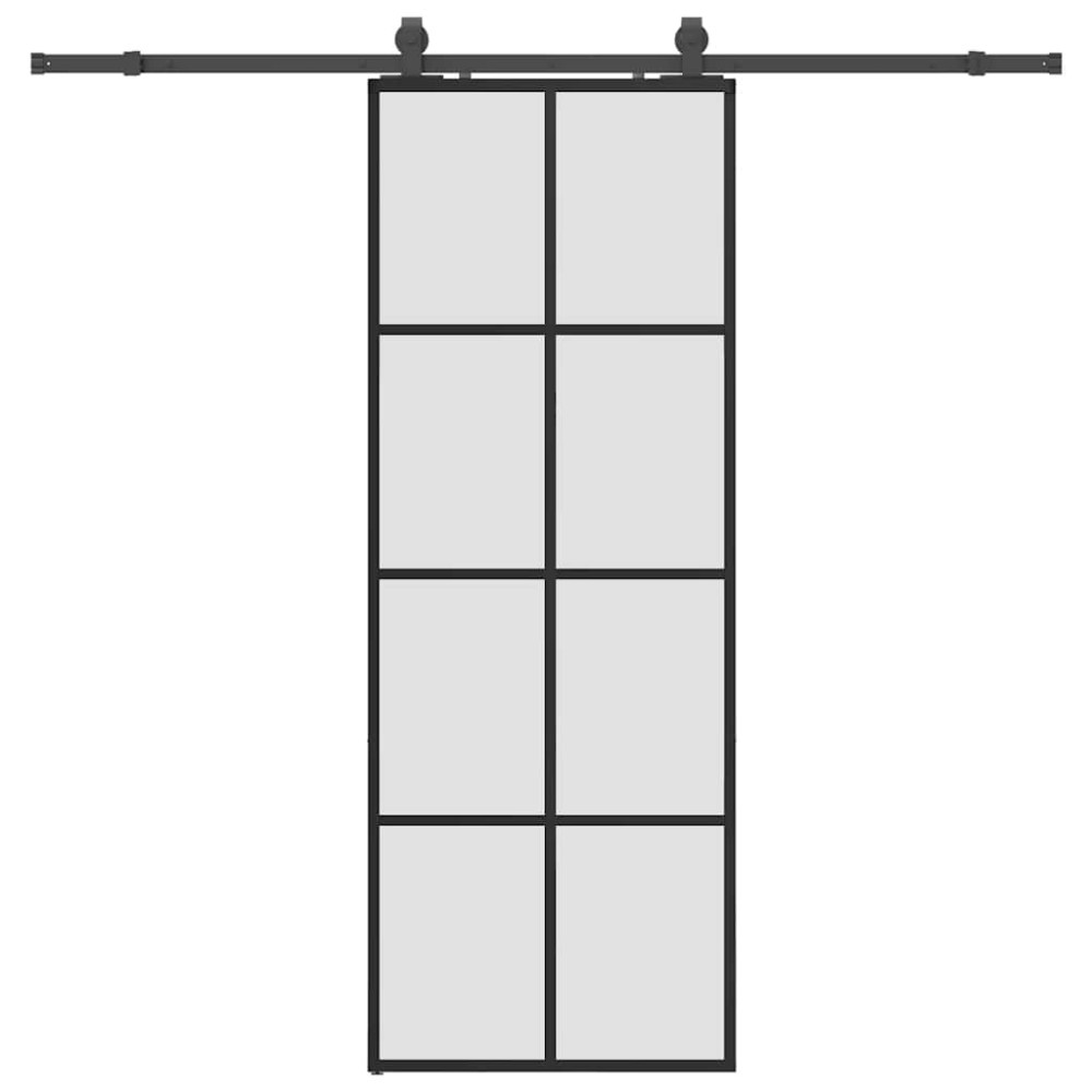 vidaXL Ușă glisantă cu set de feronerie neagră 76x205 cm Sticlă ESG