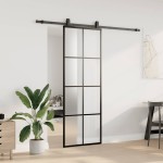 vidaXL Ușă glisantă cu set de feronerie neagră 76x205 cm Sticlă ESG vidaXL Ușă glisantă cu set de feronerie neagră 76x205 cm Sticlă ESG