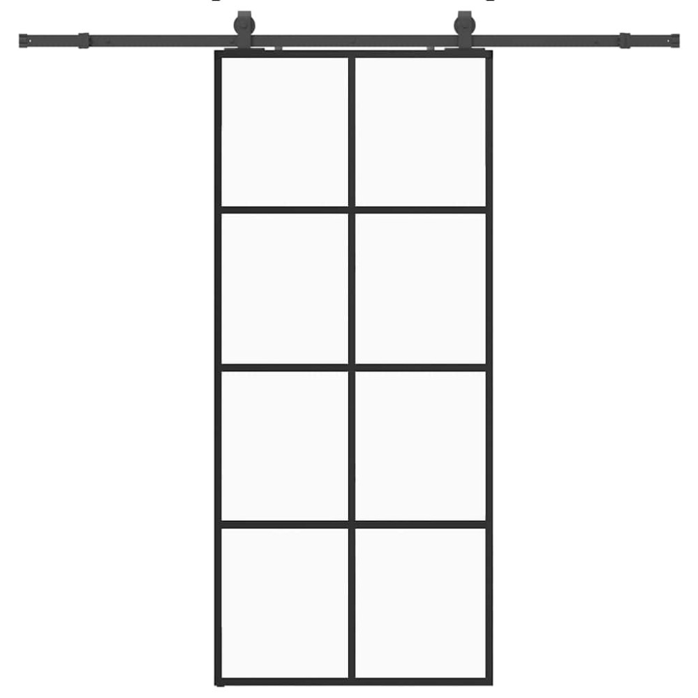 vidaXL Ușă glisantă cu set de feronerie neagră 90x205 cm Sticlă ESG