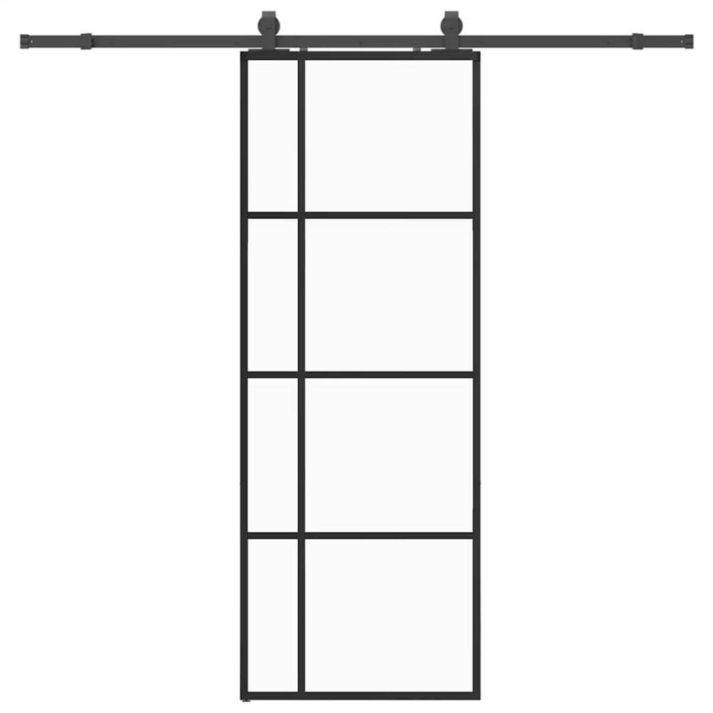 vidaXL Ușă glisantă cu set de feronerie neagră 76x205 cm Sticlă ESG