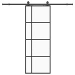 vidaXL Ușă glisantă cu set de feronerie neagră 76x205 cm Sticlă ESG vidaXL Ușă glisantă cu set de feronerie neagră 76x205 cm Sticlă ESG