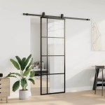 vidaXL Ușă glisantă cu set de feronerie neagră 76x205 cm Sticlă ESG vidaXL Ușă glisantă cu set de feronerie neagră 76x205 cm Sticlă ESG