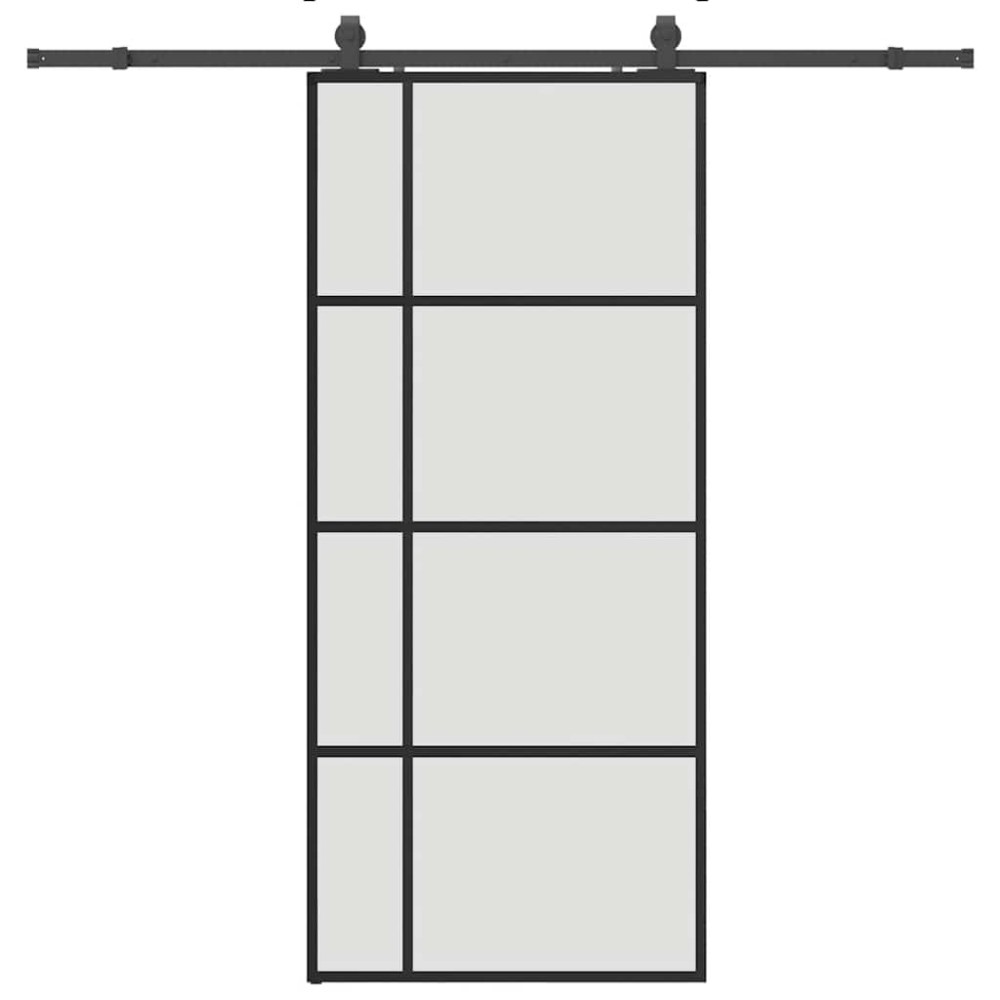 vidaXL Ușă glisantă cu set de feronerie neagră 90x205 cm Sticlă ESG