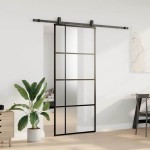 vidaXL Ușă glisantă cu set de feronerie neagră 90x205 cm Sticlă ESG