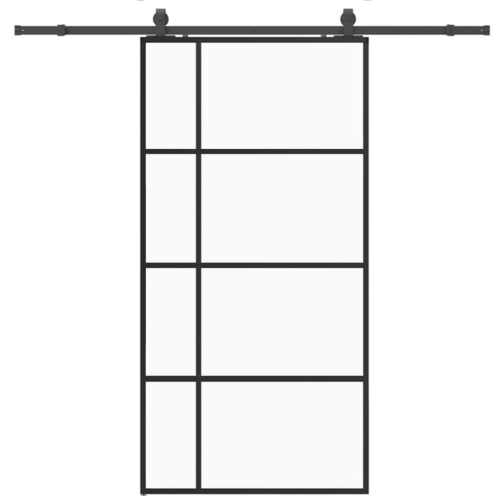 vidaXL Ușă glisantă cu set de feronerie neagră 102,5x205 cm Sticlă ESG