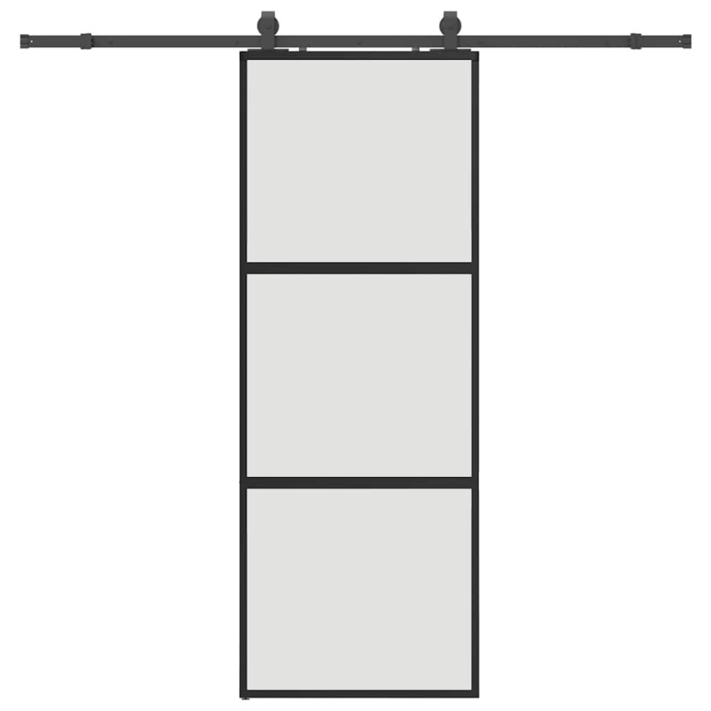 vidaXL Ușă glisantă cu set feronerie neagră 76x205cm sticlă securizată