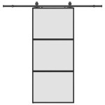 vidaXL Ușă glisantă cu set feronerie neagră 90x205cm sticlă securizată vidaXL Ușă glisantă cu set feronerie neagră 90x205cm sticlă securizată