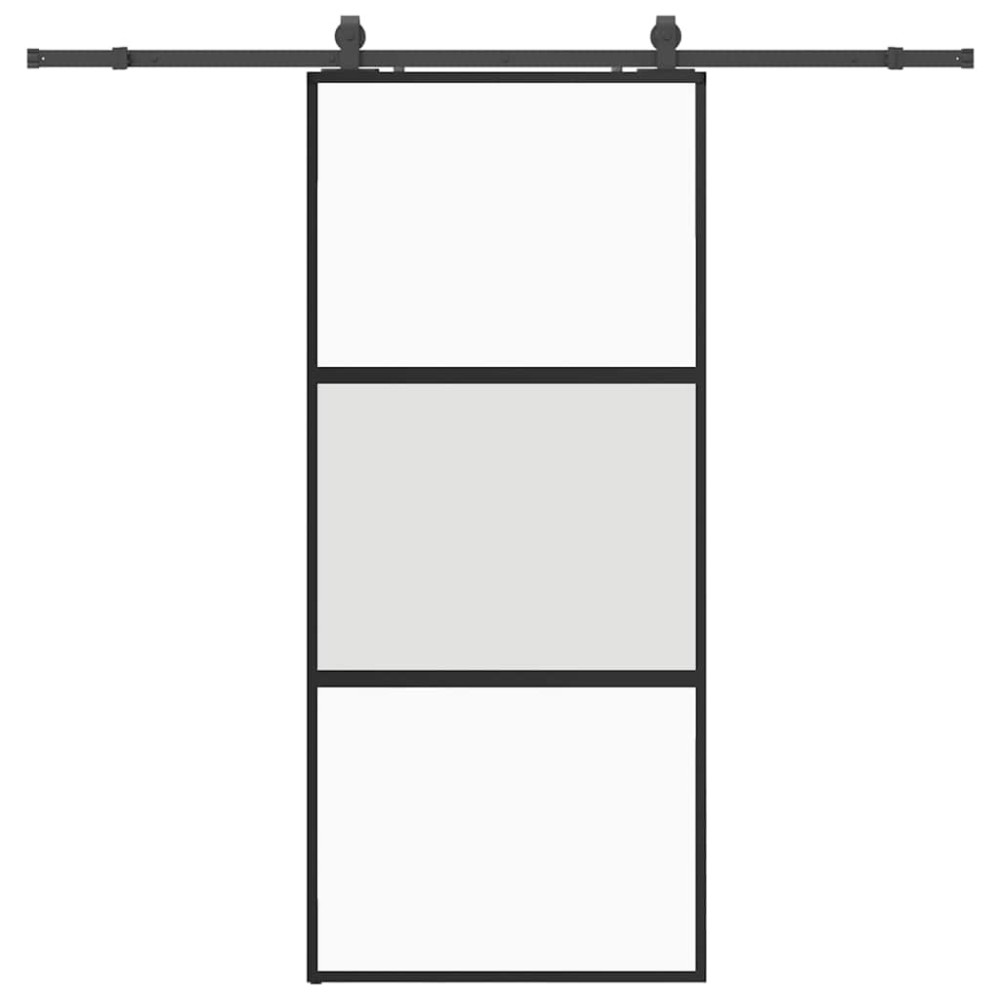 vidaXL Ușă glisantă cu set feronerie neagră 90x205cm sticlă securizată