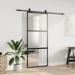 vidaXL Ușă glisantă cu set feronerie neagră 90x205cm sticlă securizată