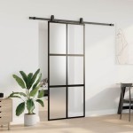 vidaXL Ușă glisantă cu set feronerie neagră 90x205cm sticlă securizată