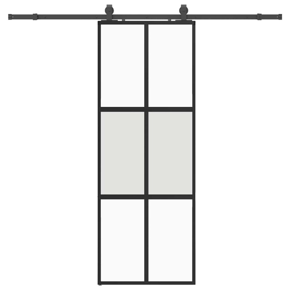 vidaXL Ușă glisantă cu set feronerie neagră 76x205cm sticlă securizată