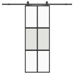 vidaXL Ușă glisantă cu set feronerie neagră 76x205cm sticlă securizată vidaXL Ușă glisantă cu set feronerie neagră 76x205cm sticlă securizată