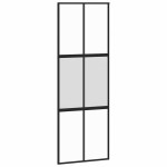 vidaXL Ușă glisantă cu set feronerie neagră 76x205cm sticlă securizată vidaXL Ușă glisantă cu set feronerie neagră 76x205cm sticlă securizată