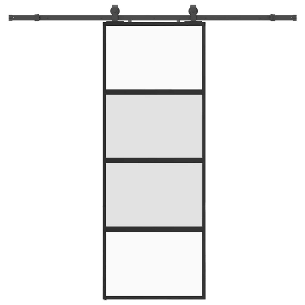 vidaXL Ușă glisantă cu set feronerie neagră 76x205cm sticlă securizată
