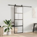 vidaXL Ușă glisantă cu set feronerie neagră 76x205cm sticlă securizată vidaXL Ușă glisantă cu set feronerie neagră 76x205cm sticlă securizată