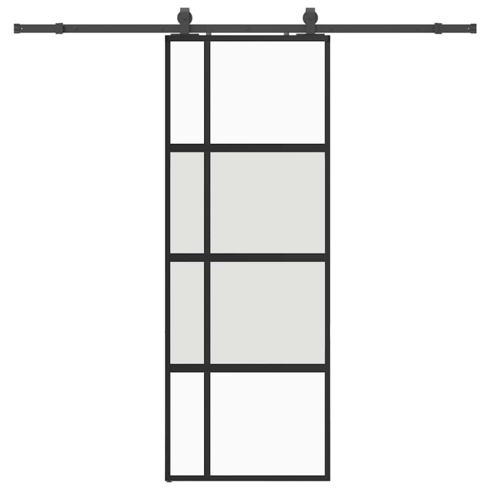 vidaXL Ușă glisantă cu set feronerie neagră 76x205cm sticlă securizată