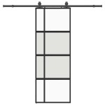 vidaXL Ușă glisantă cu set feronerie neagră 76x205cm sticlă securizată vidaXL Ușă glisantă cu set feronerie neagră 76x205cm sticlă securizată