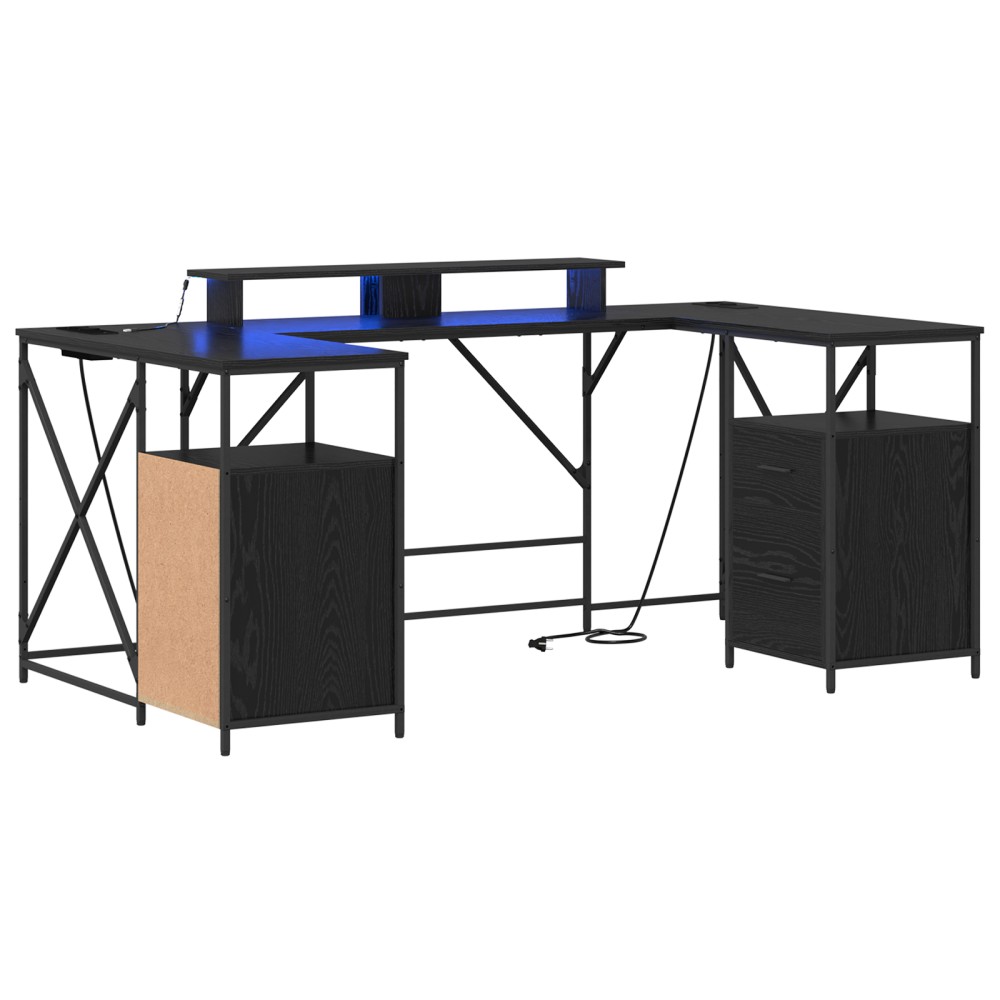 vidaXL Birou cu sertar Stejar negru 182 x 101 x 87.5 cm Lemn compozit