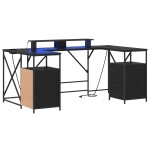 vidaXL Birou cu sertar Stejar negru 182 x 101 x 87.5 cm Lemn compozit vidaXL Birou cu sertar Stejar negru 182 x 101 x 87.5 cm Lemn compozit