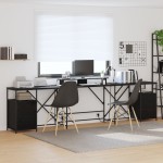 vidaXL Birou cu sertar Stejar negru 182 x 101 x 87.5 cm Lemn compozit vidaXL Birou cu sertar Stejar negru 182 x 101 x 87.5 cm Lemn compozit