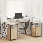vidaXL Birou cu sertar Sonoma oak 182 x 101 x 87.5 cm Lemn compozit vidaXL Birou cu sertar Sonoma oak 182 x 101 x 87.5 cm Lemn compozit