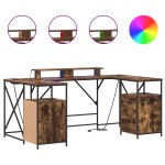 vidaXL Birou cu raft Stejar fumuriu 182 x 101 x 87,5 cm Lemn compozit