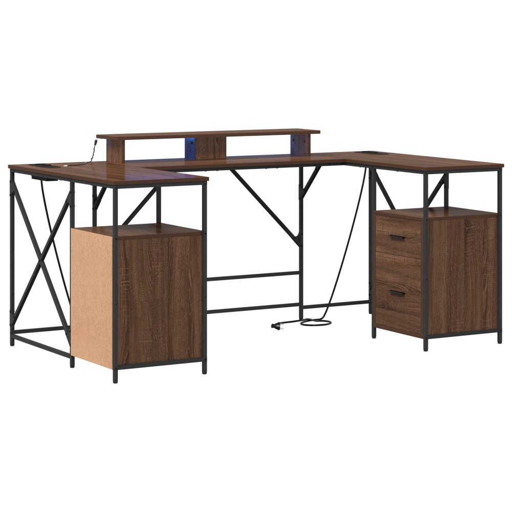 vidaXL Birou cu sertar cu depozitare Stejar 182 x 101 x 87.5 cm Lemn compozit