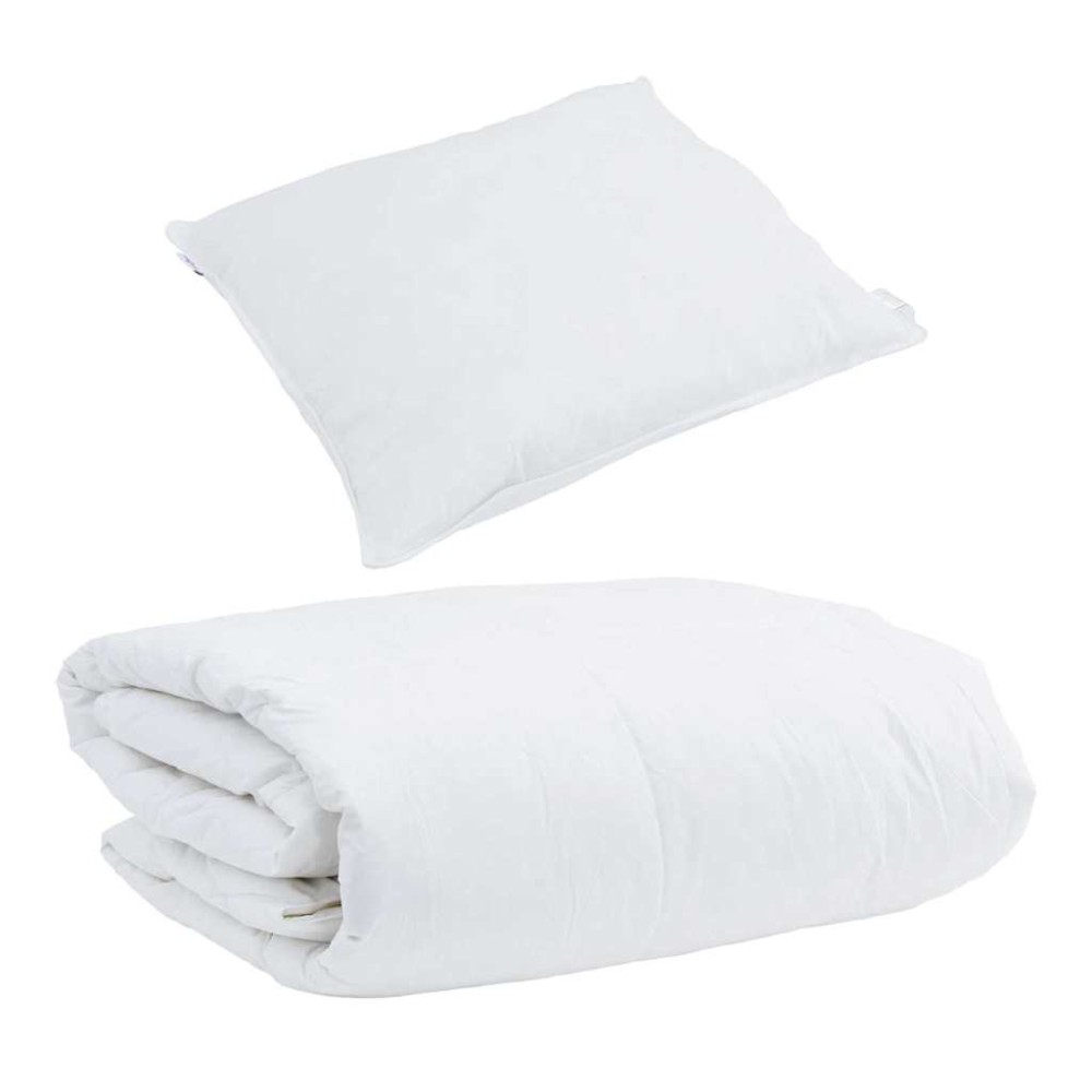 vidaXL Duvet de iarnă cu pernă 2 pcs Alb Pene de rață