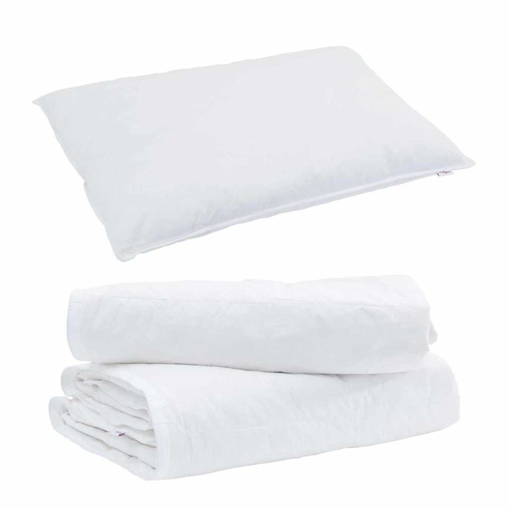 vidaXL Duvet 2 în 1 cu pernă 2 pcs Alb Pene de rață