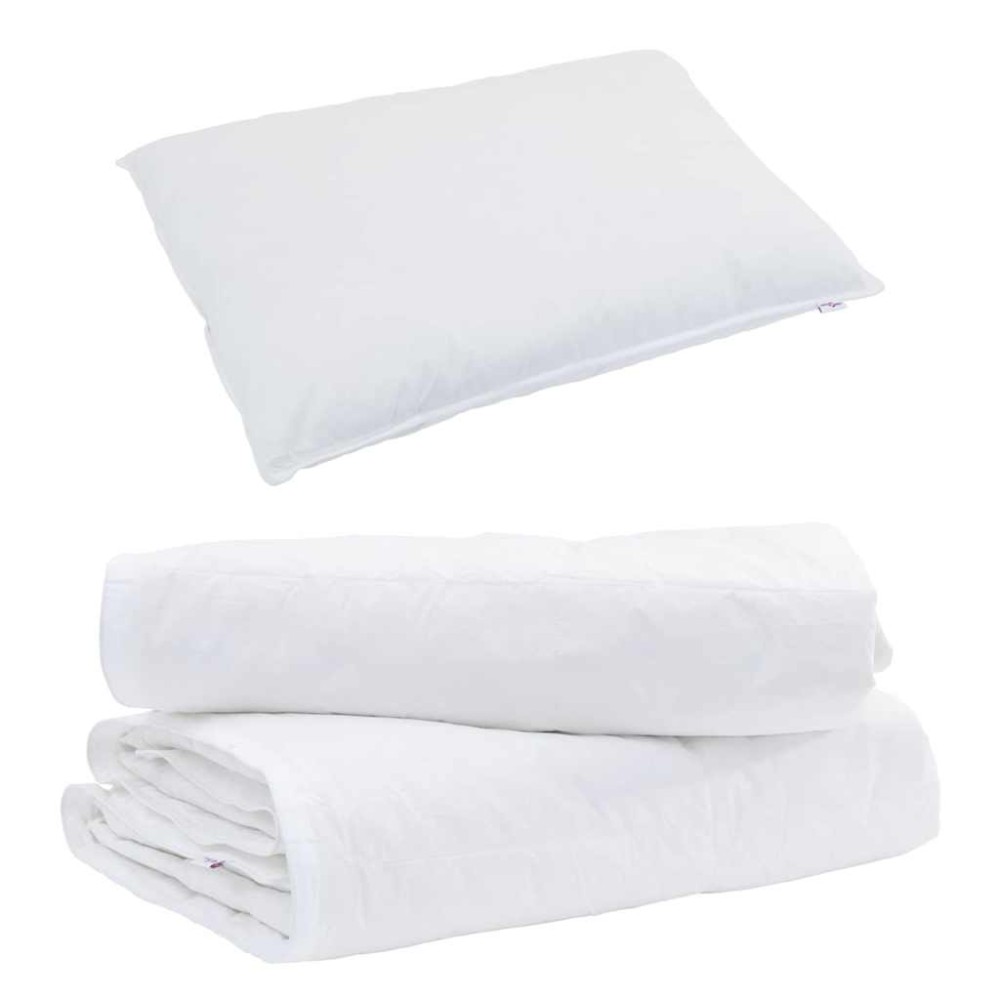 vidaXL Duvet 2 în 1 cu pernă 2 pcs Alb Pene de rață