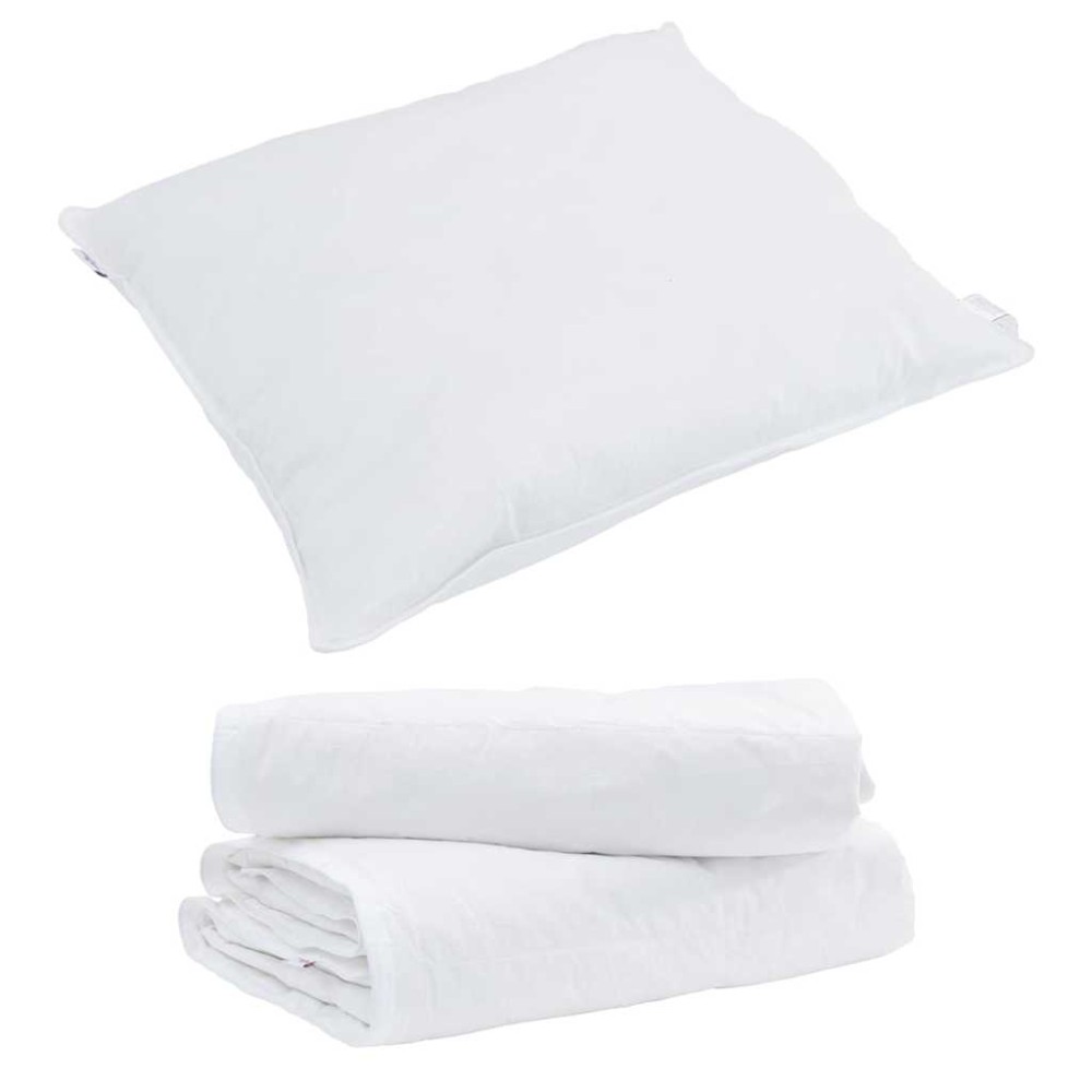 vidaXL Duvet 2 în 1 cu pernă 2 pcs Alb Pene de rață