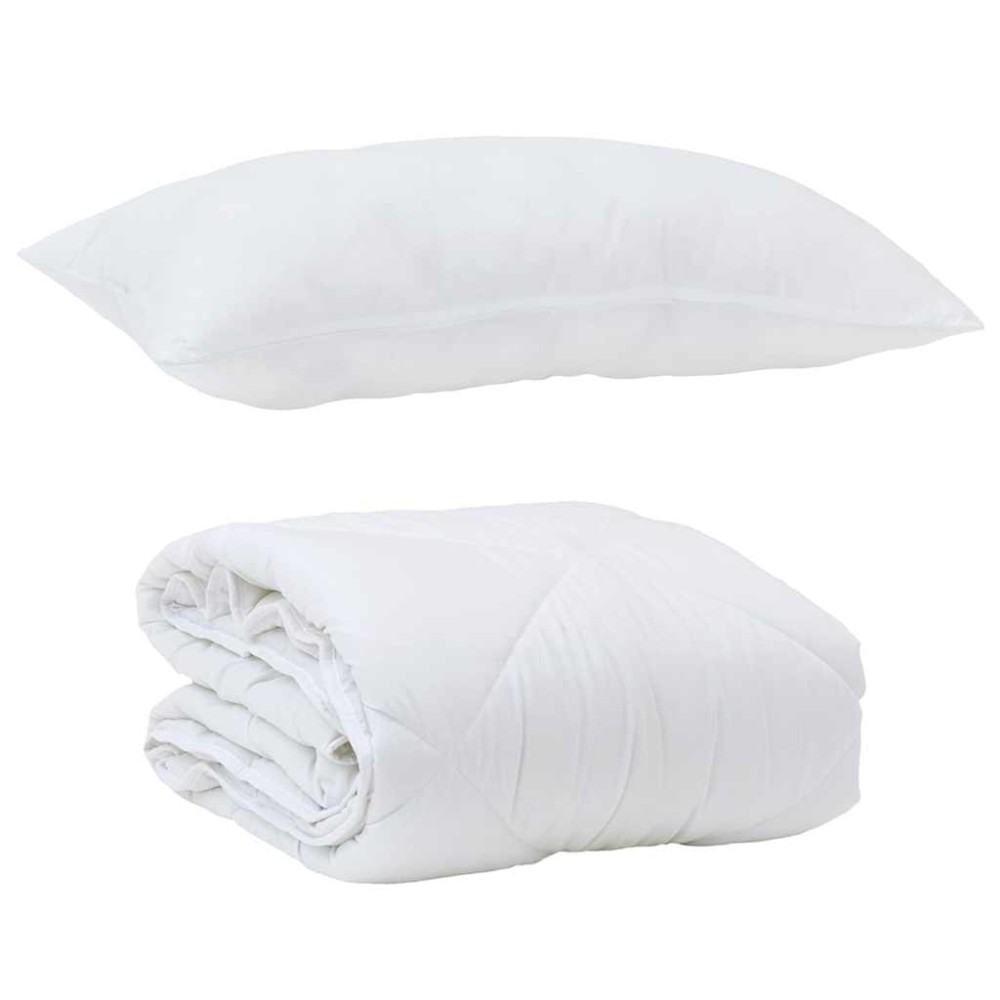 vidaXL Duvet pentru Toate Sezoanele cu pernă 2 pcs Alb Microfibră