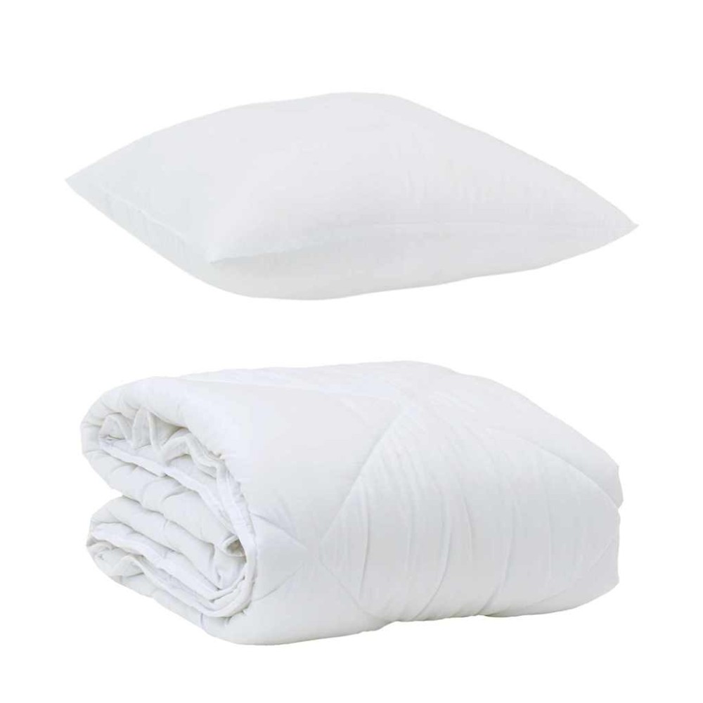 vidaXL Duvet pentru Toate Sezoanele cu pernă 2 pcs Alb Microfibră
