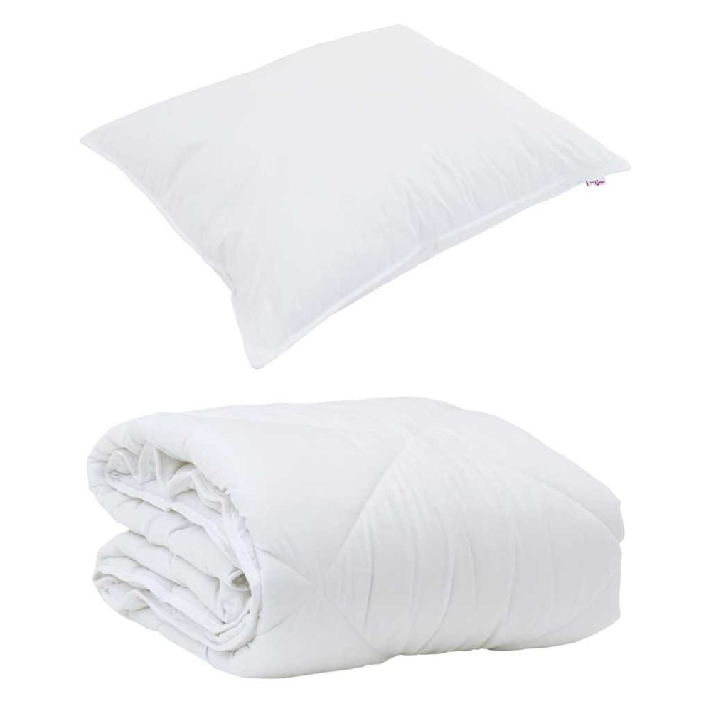 vidaXL Duvet pentru Toate Sezoanele cu pernă 2 pcs Alb Microfibră