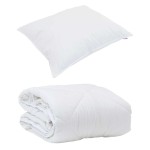vidaXL Duvet pentru Toate Sezoanele cu pernă 2 pcs Alb Microfibră