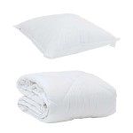 vidaXL Duvet pentru Toate Sezoanele cu pernă 2 pcs Alb Microfibră