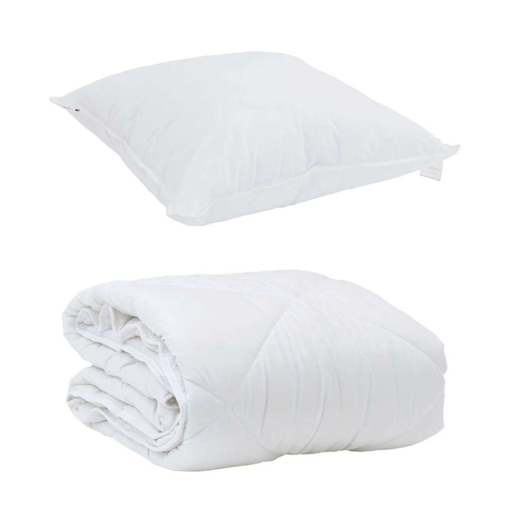 vidaXL Duvet pentru Toate Sezoanele cu pernă 2 pcs Alb Microfibră
