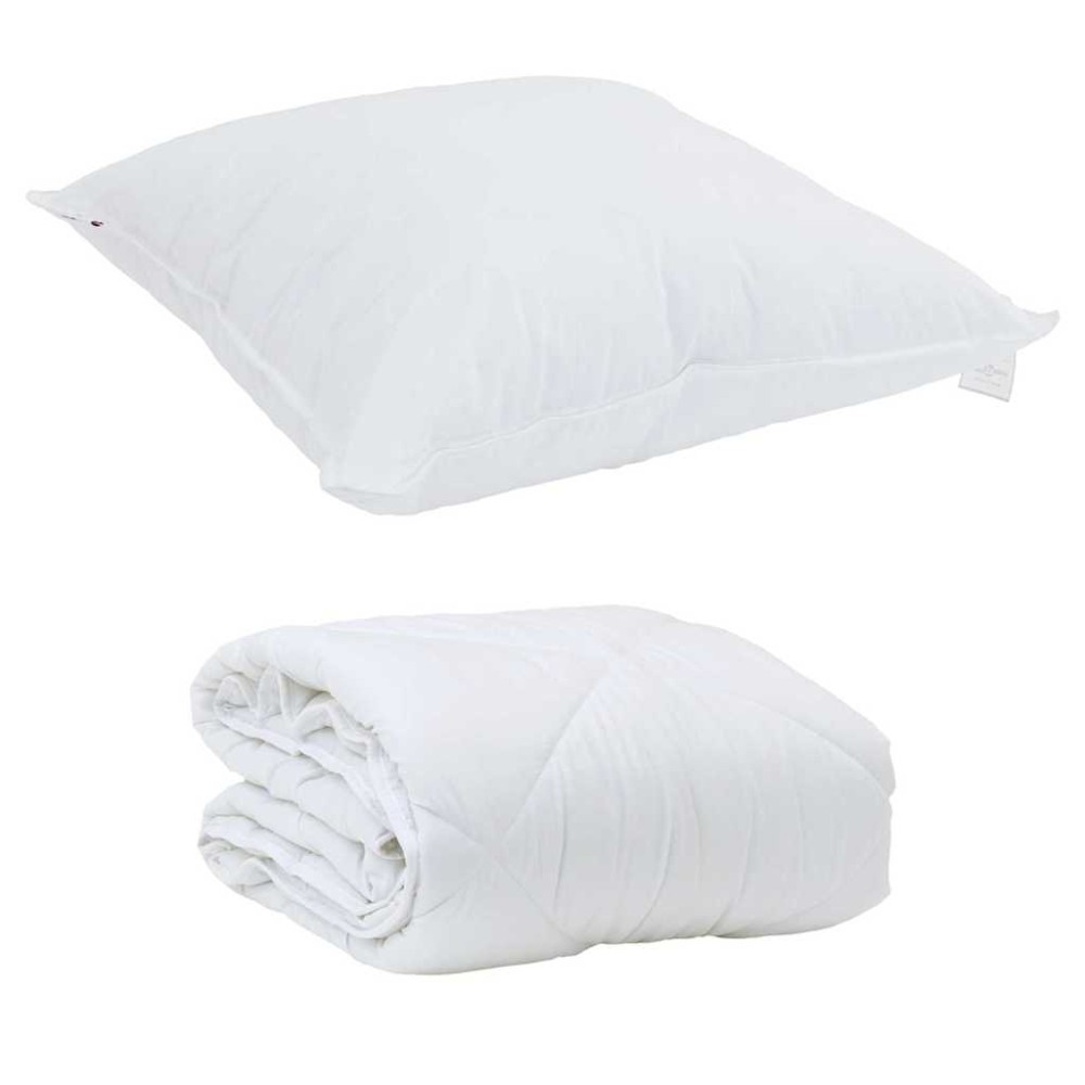 vidaXL Duvet pentru Toate Sezoanele cu pernă 2 pcs Alb Microfibră