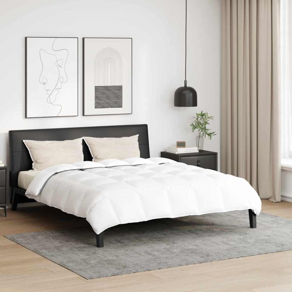 vidaXL Duvet de iarnă cu pernă 3 pcs Alb Pene de rață