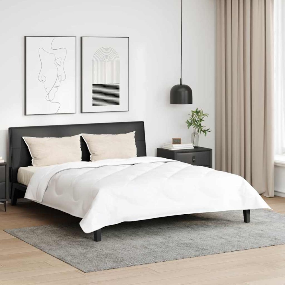 vidaXL Duvet cu perne cu pernă 3 pcs Alb Microfibră