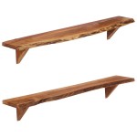 vidaXL Rafturi de perete, 2 buc., 110x20x18 cm, lemn masiv de acacia