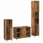 vidaXL Set de mobilier pentru baie 3 pcs Lemn Vechi Lemn compozit