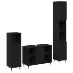 vidaXL Set de mobilier pentru baie 3 pcs Stejar Negru Lemn compozit