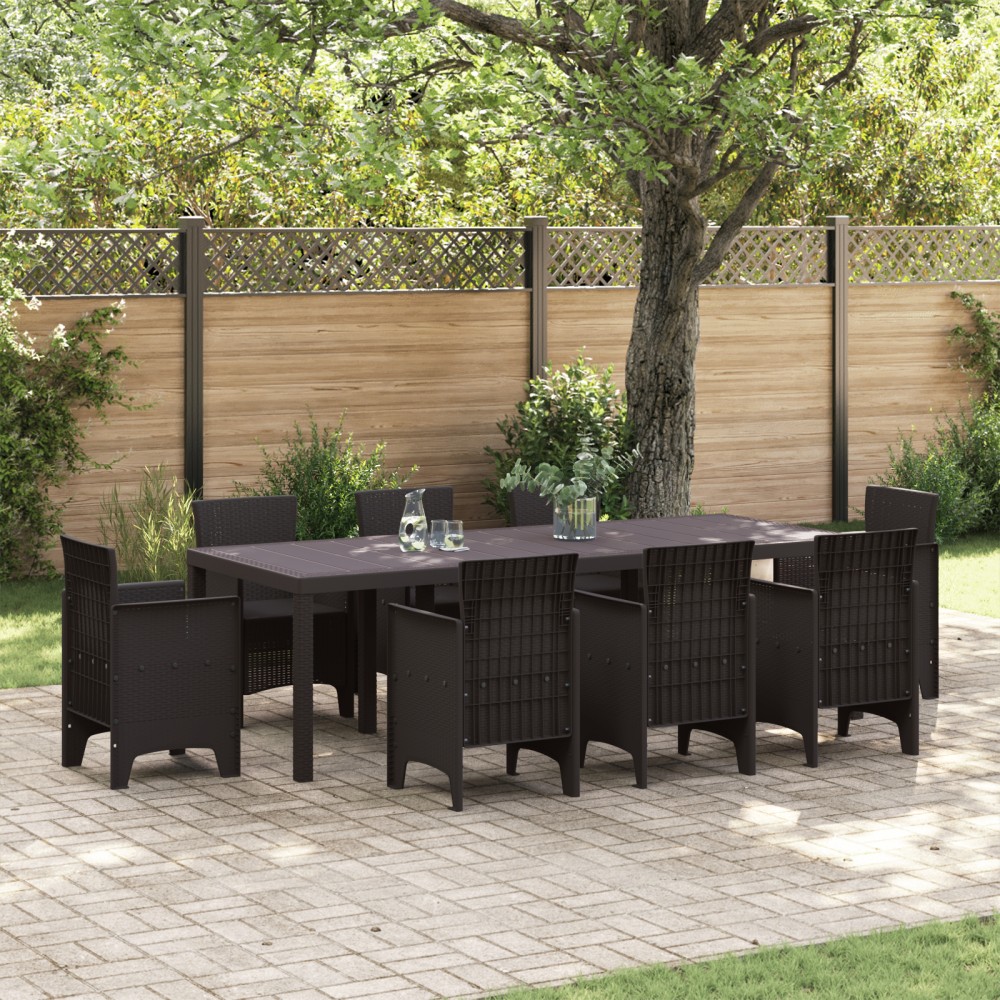 Masă de Grădină vidaXL Maro 250x100x73 cm Poly Rattan