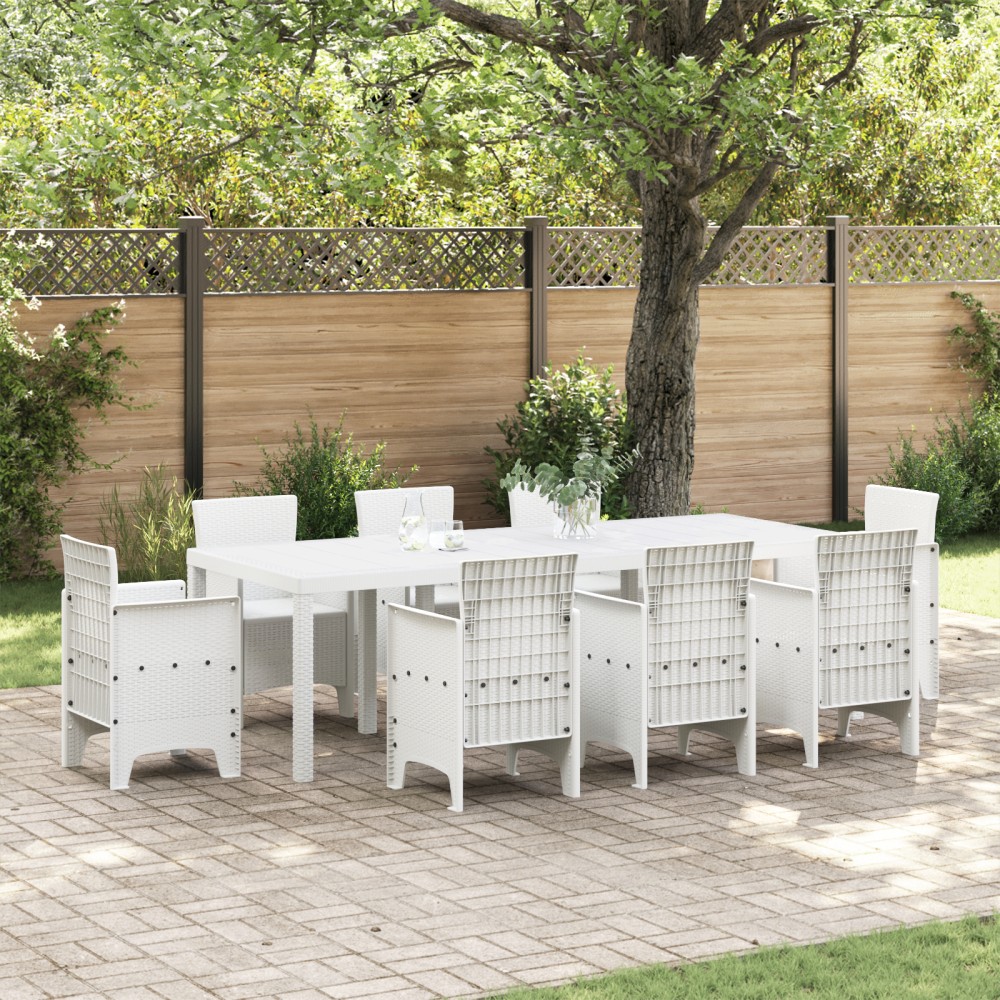 Masă de Grădină vidaXL Alb 250x100x73 cm Poli Rattan