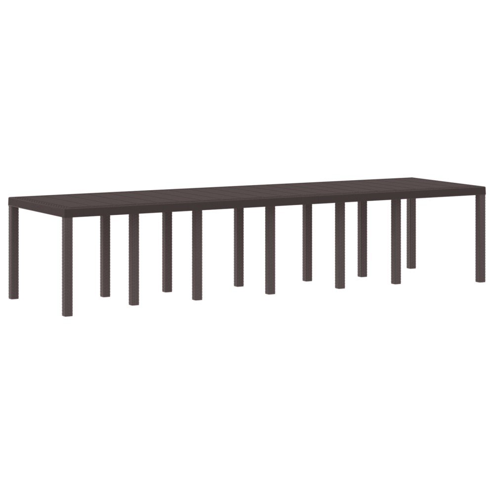 Masă de grădină vidaXL maro 350x100x73 cm din poli ratan