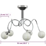 vidaXL Plafonieră cu abajururi rotunde din sticlă, 5 becuri LED G9
