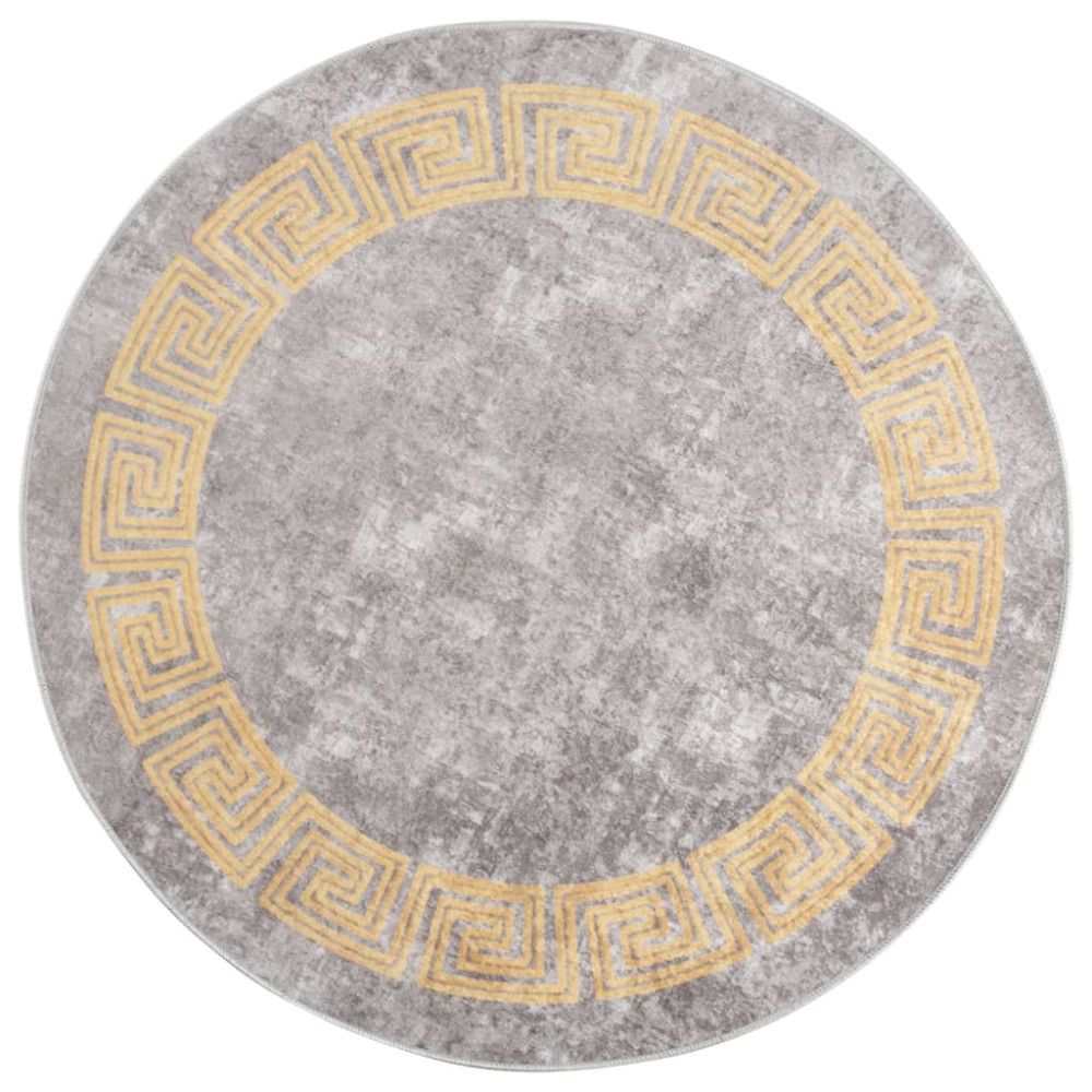 vidaXL Covor lavabil, gri, φ120 cm , antiderapant