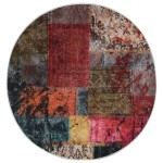 vidaXL Covor lavabil, mozaic multicolor, φ120 cm, antiderapant vidaXL Covor lavabil, mozaic multicolor, φ120 cm, antiderapant