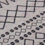 vidaXL Covor lavabil, negru și alb, φ120 cm, antiderapant